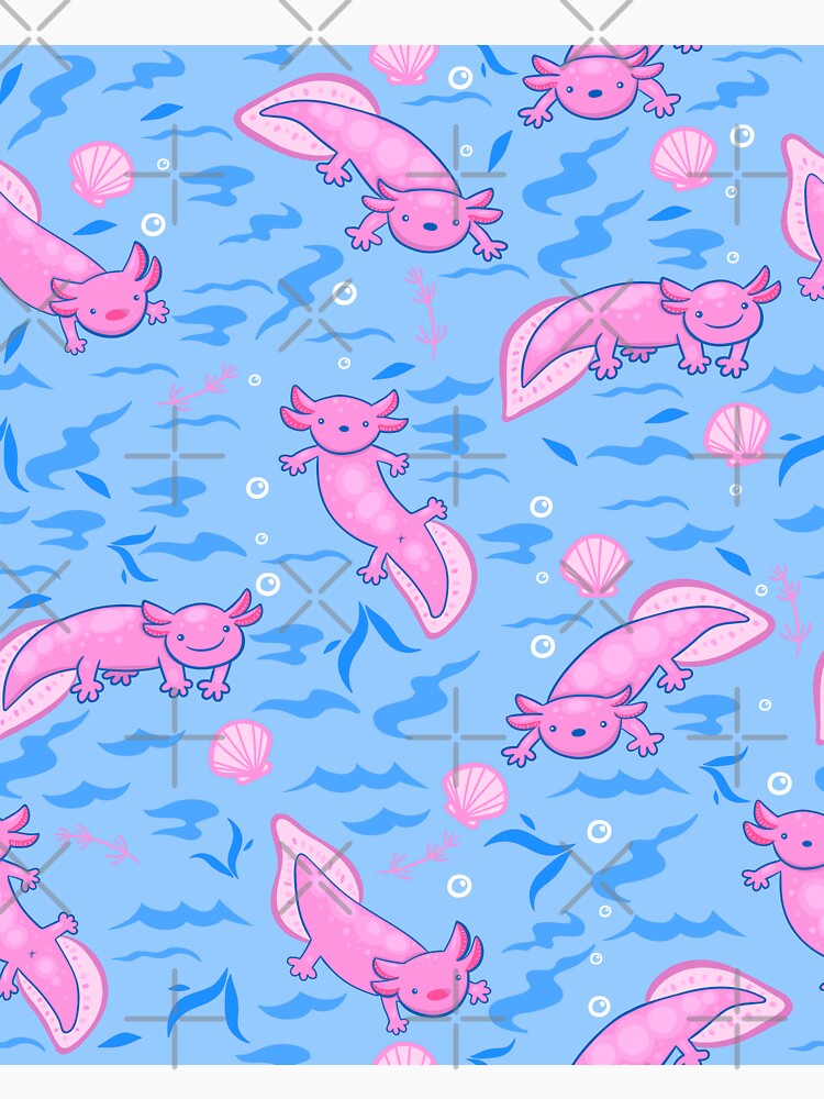 cute pink Axolotl underwater seashells by Gossip Rag