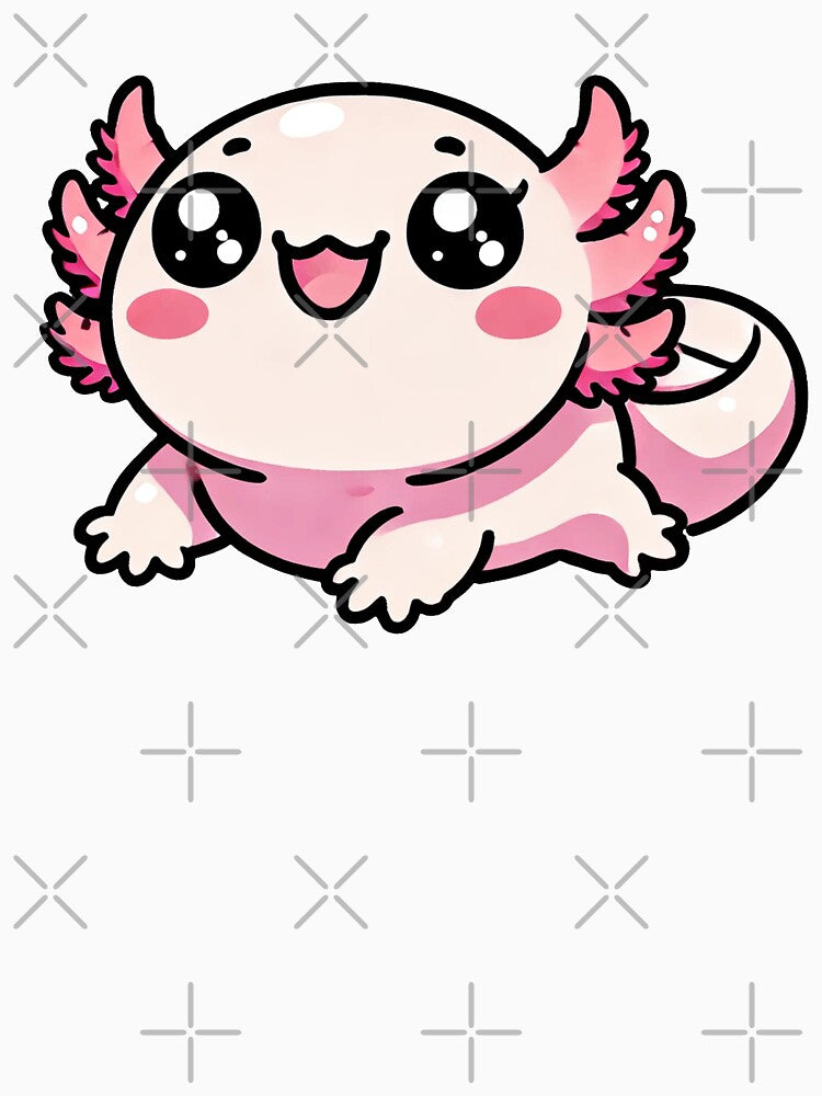 Cute Kawaii Axolotl with Big Sparkling Eyes by RetroPop23