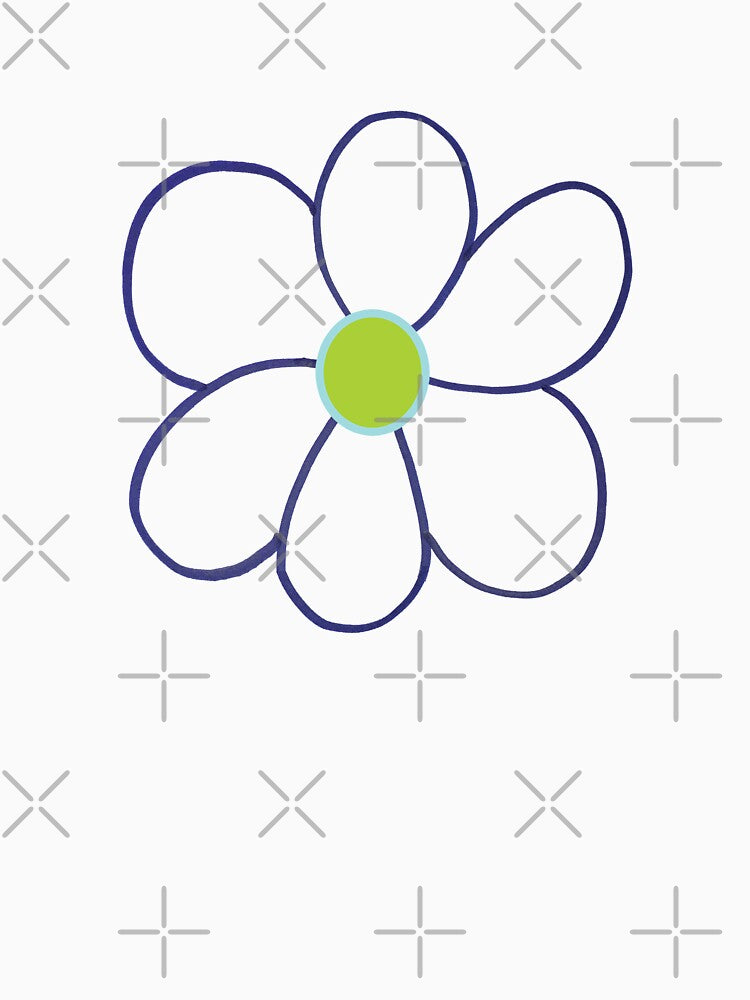 Big Simple Six Petal Flower in Blue and Green by BelindaFuller