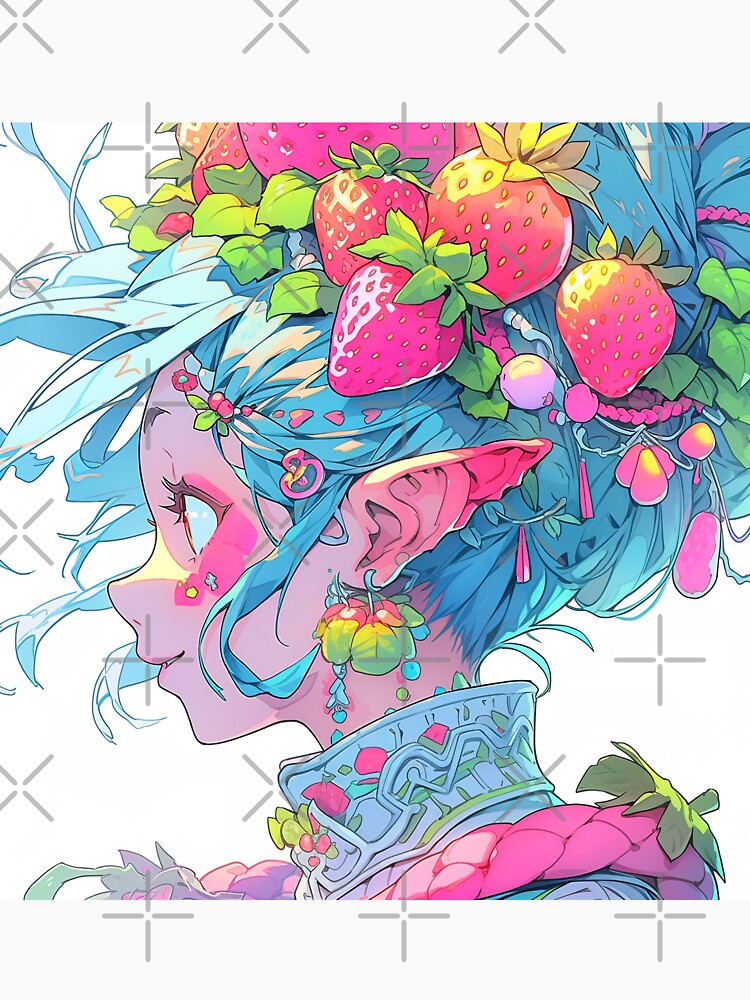 Pastel Blue Strawberry Elf Anime Girl by bubblegoth