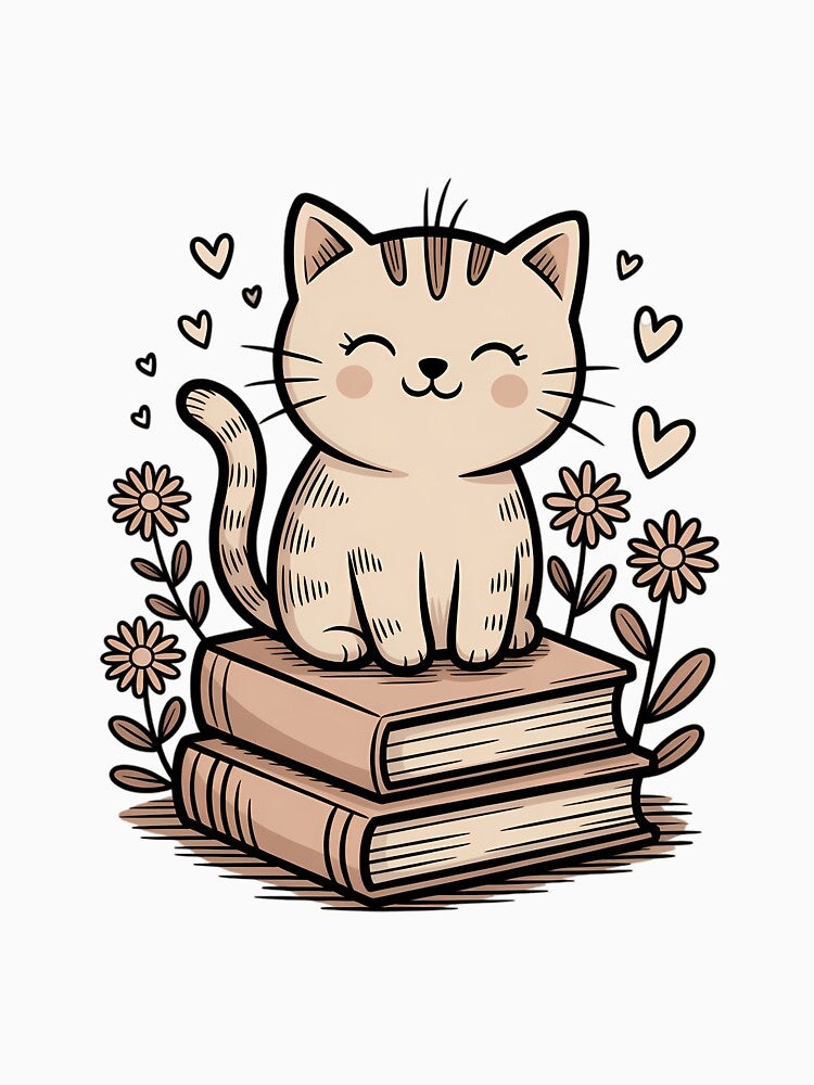 Cats And Books Lover Cute Cat Lover by FaithAbbott