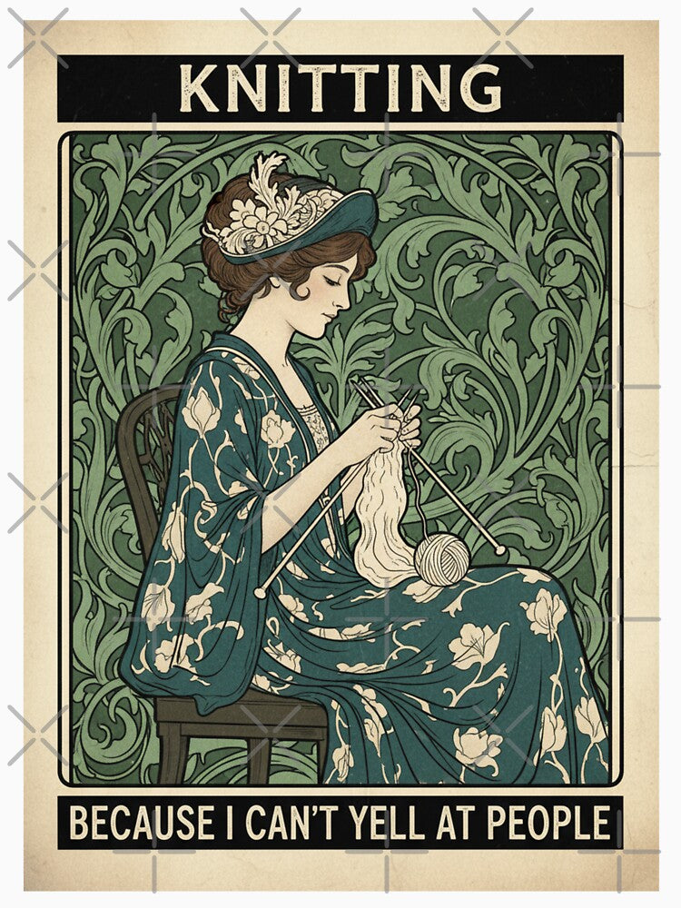 Knitting in Silence – Vintage Introverted Humor by HeyHas