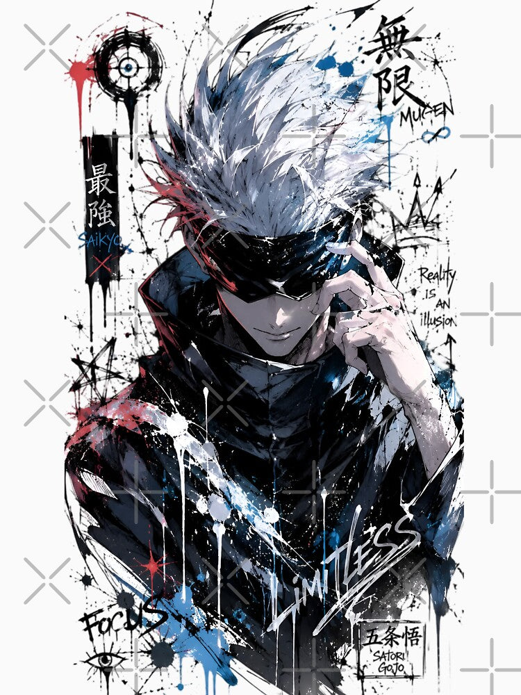 Blindfolded Sorcerer | Limitless Power Anime Art Print by Dyan4