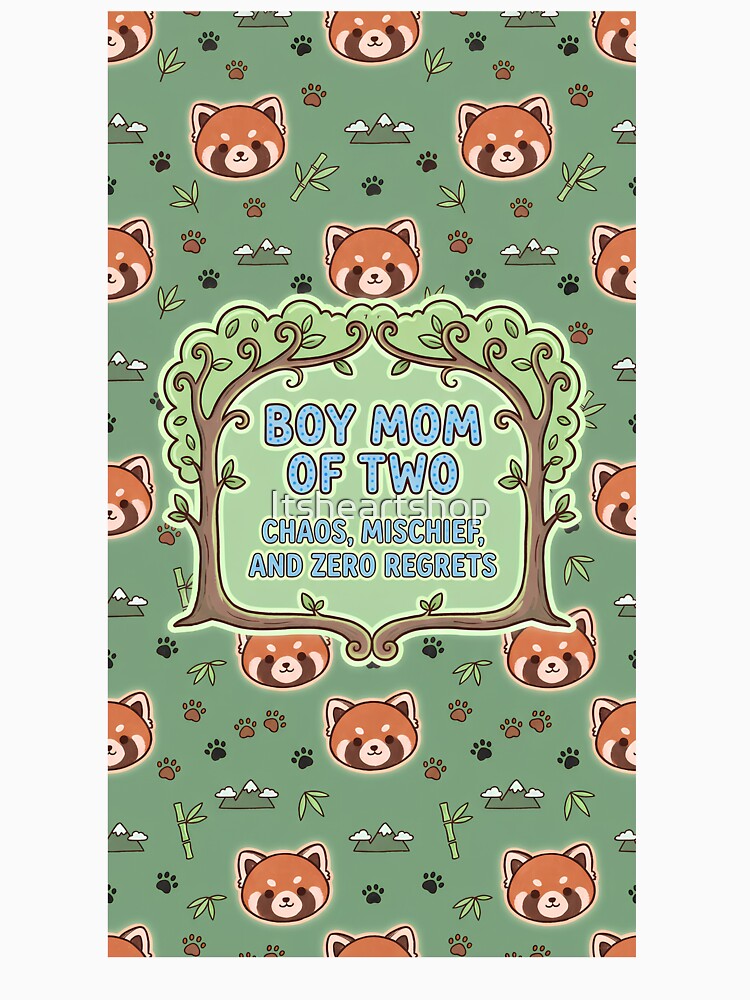 Boy Mom of 2 Cute Red Panda Pattern by Itsheartshop