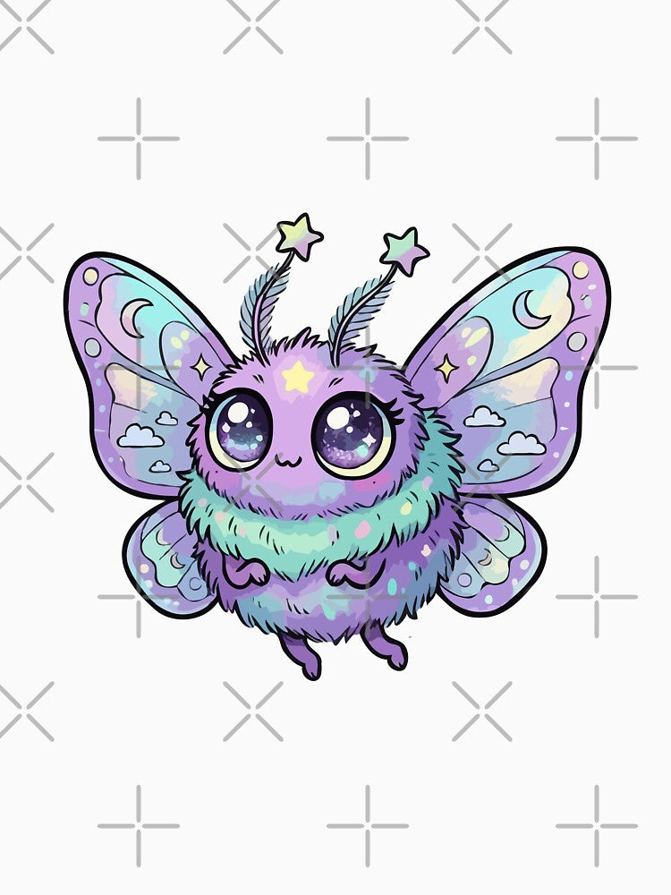 Lavender Shimmering Celestial Winged Chibi by Emegan Print Art