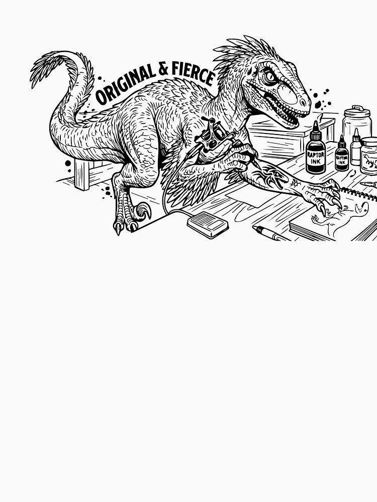 Velociraptor Tattoo Artist Line Art by babybirby