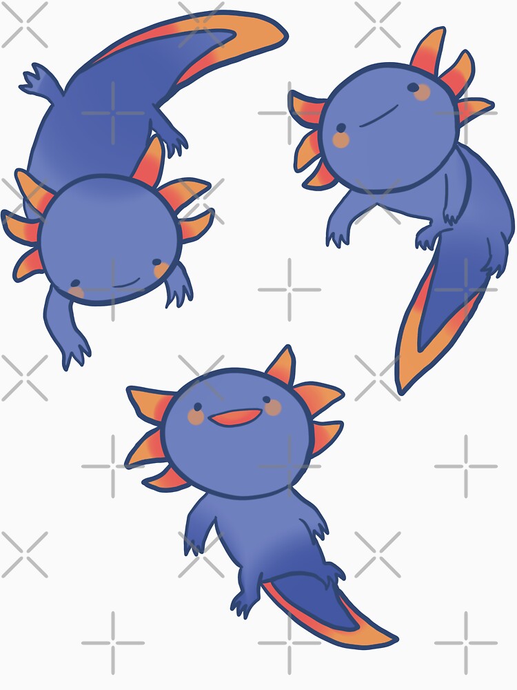 Cute blue axolotls by Mayarart