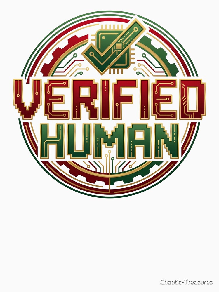 Verified Human T-Shirt - Retro Tech Vintage Sci-Fi Graphic by Chaotic-Treasures