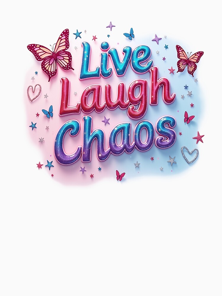 Live Laugh Love Chaos Shirt – Ironic Y2K Mall Core Tee, Funny Cringe Aesthetic Top, Gen Z Humor Graphic T-Shirt, Pink Glitter Gothic Vibes by Emmachenn / WineDronk Shop
