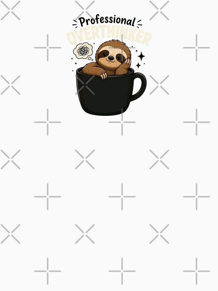 Professional Overthinker Cute Sloth In Coffee Mug Design by Cascio311