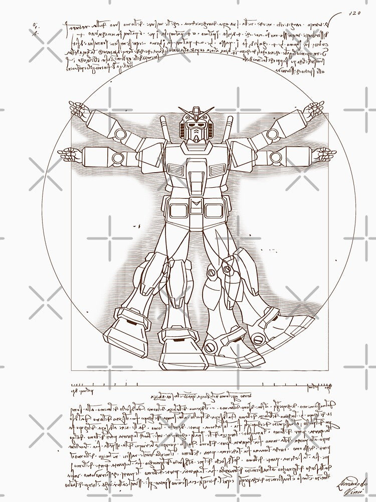 Vitruvian Mecha Blueprint Art by Prederico