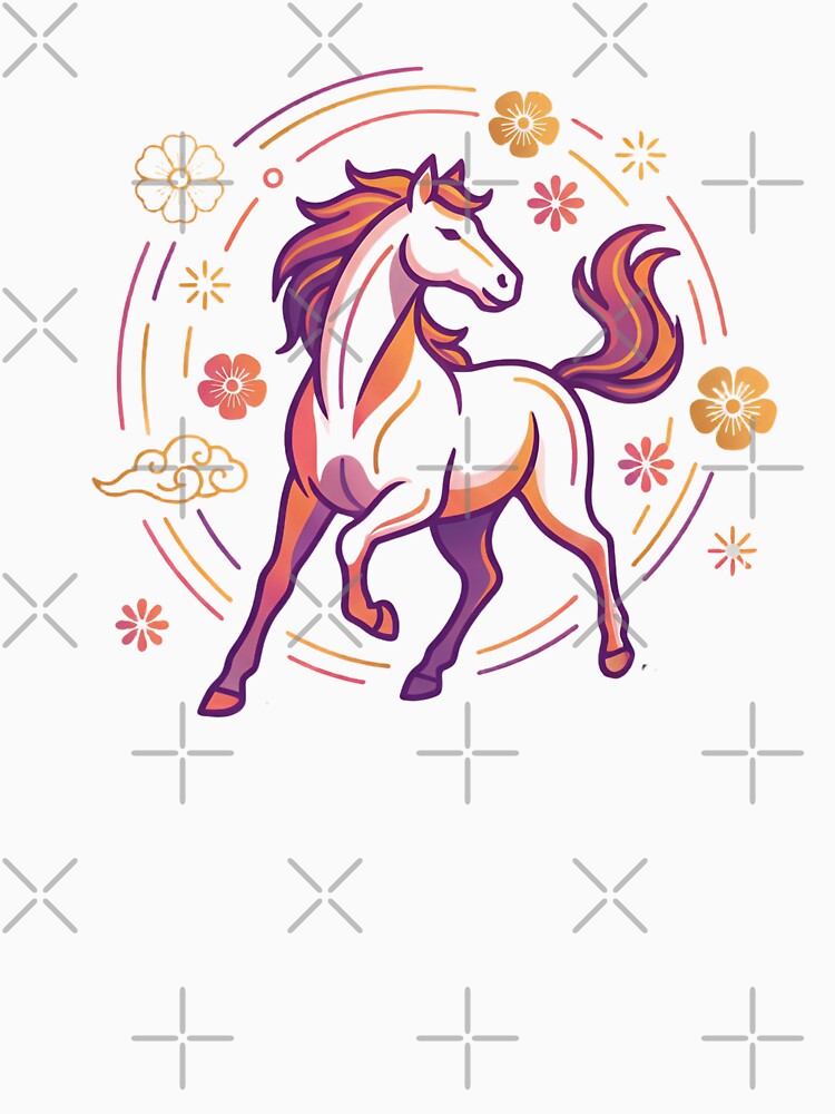 Chinese New Year Horse Art – Elegant Lunar Zodiac Horse Illustration for Phone Case, Apparel & Wall Decor by MuseAI