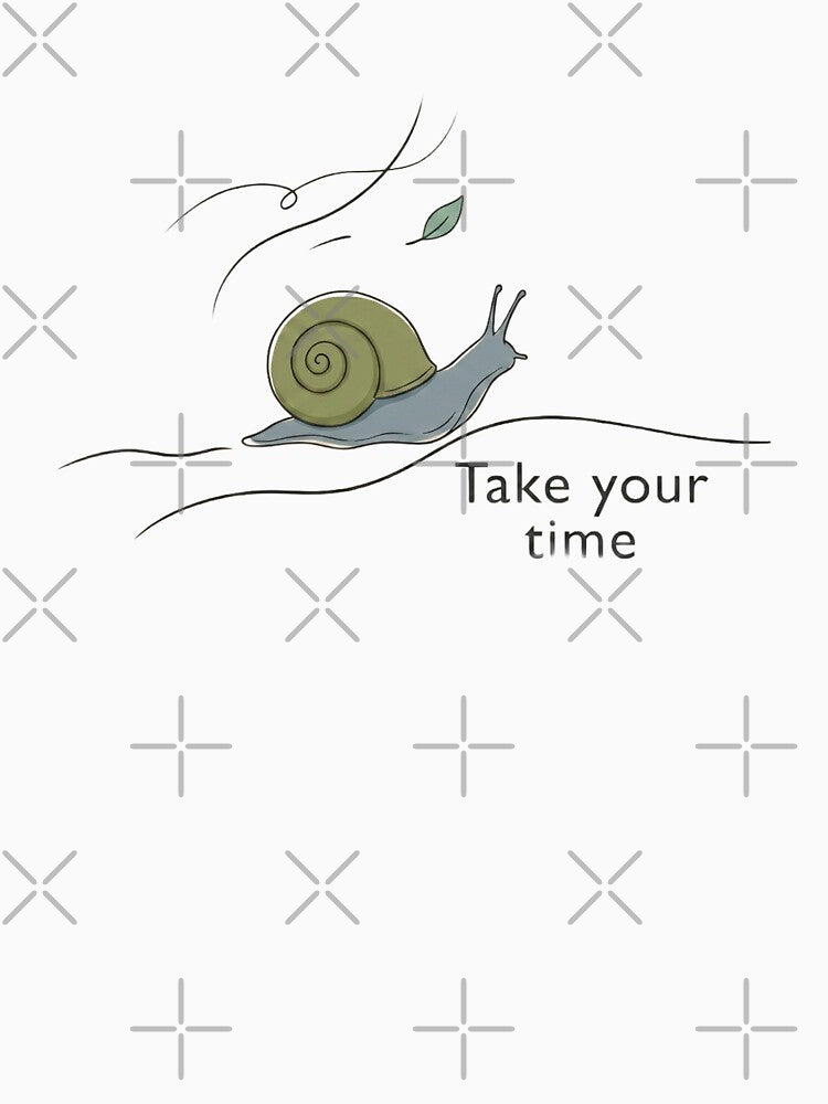 Take Your Time - Minimalist Snail Illustration by UkrainianSpain