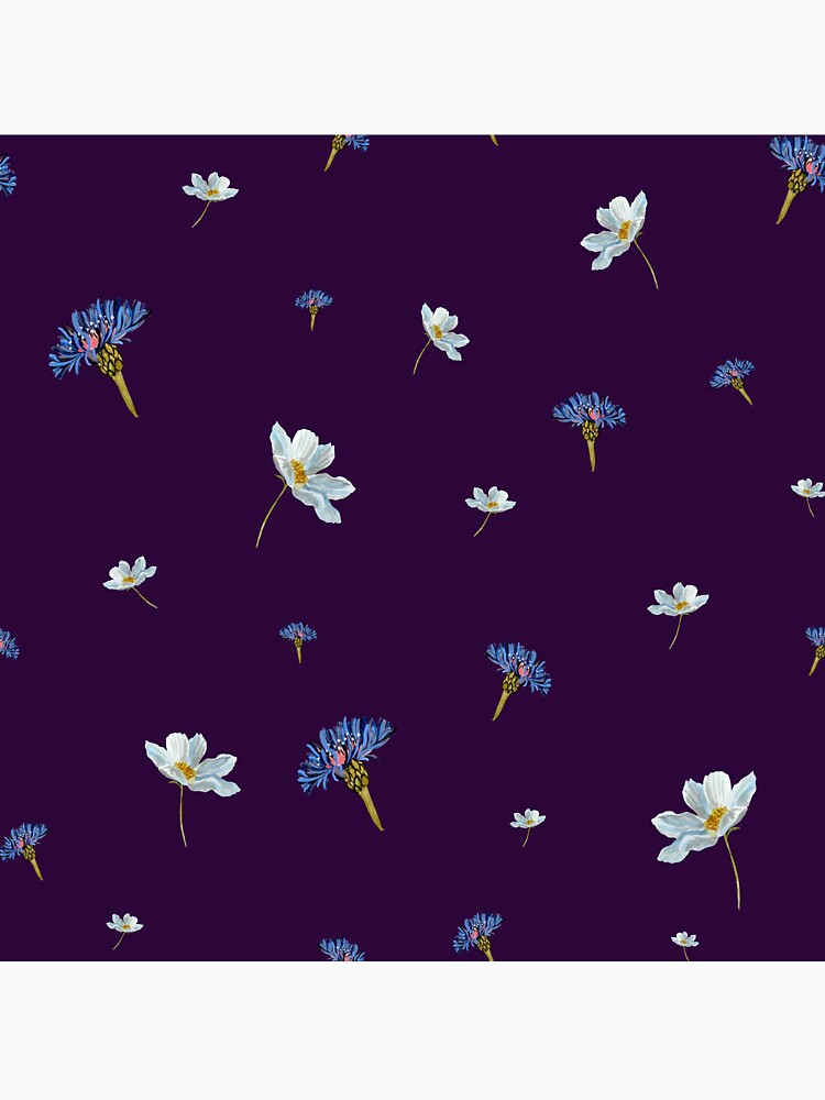 Flower blue daisy pattern seamless a watercolor violet by Yana Mustafina | Boho Soulful Designs