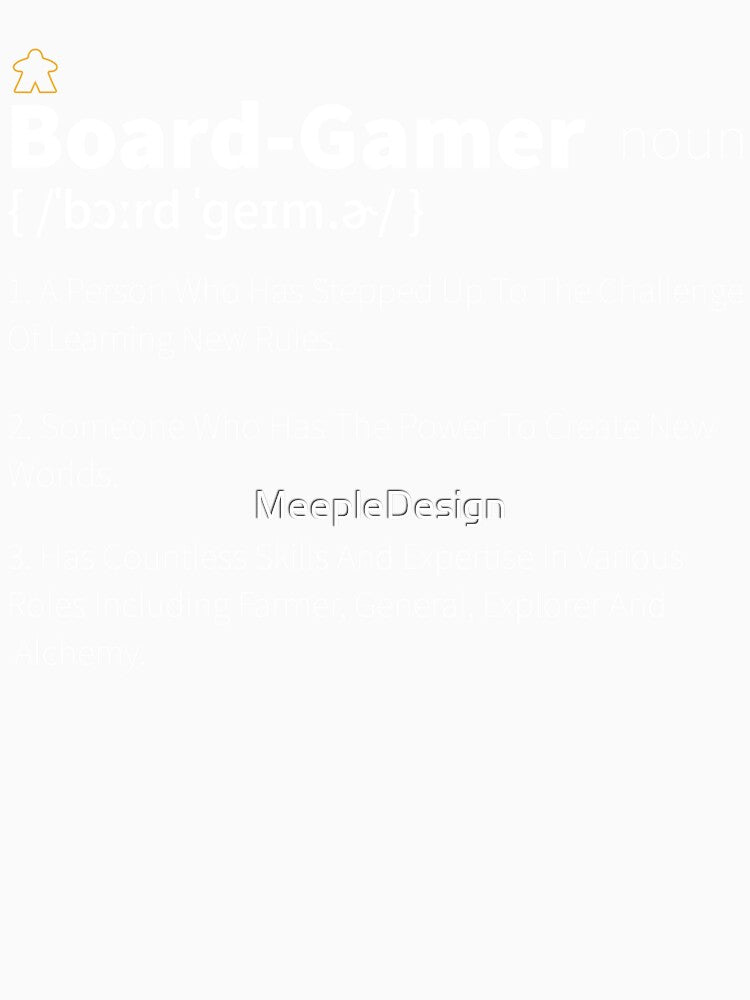 Board Gamer Definition - Board Game Inspired Graphic - Tabletop Gaming  - BGG by MeepleDesign
