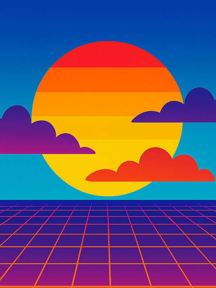 Neon Horizon: A Retro Sunset by TheWonkyEaselCo