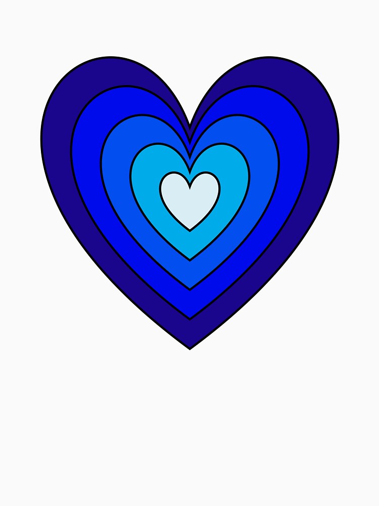 Blue Aesthetic Retro Y2K Layered Heart in Heart lined by Aesthetic Crew