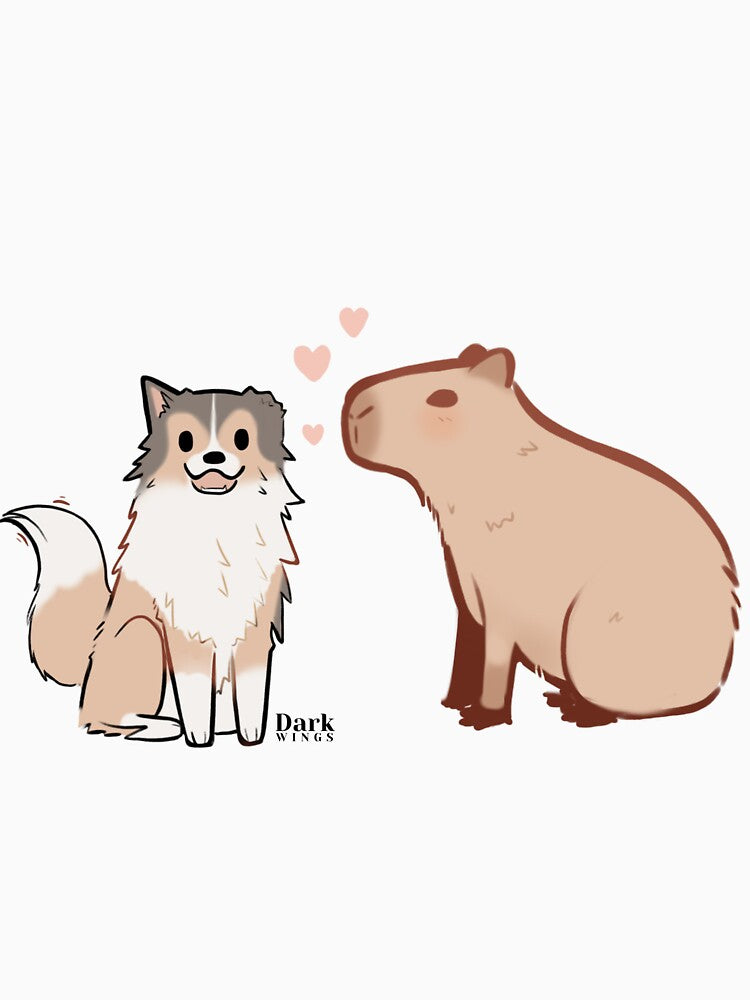 Stevie The Sheltie and Cheesecake the Capybara by DarkWingsWild