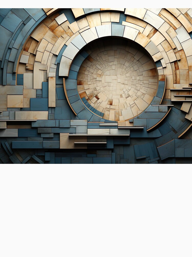 Geometric - Wall Circle Cyan and Beige by KootenayDesigns