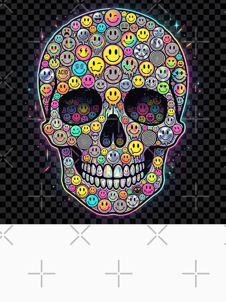 Skull Smile Acid Art – Psychedelic Neon Skull Rave & Streetwear Style by PLUSHIWORLDtm