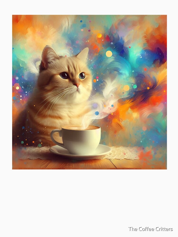 Buff Tabby Cat Drinking Coffee by The Coffee Critters