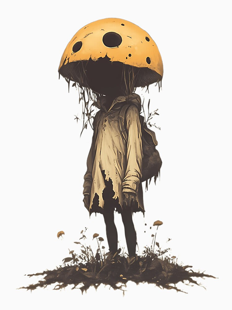 Surreal Mushroom-Human Hybrid Dark Fantasy Art by mesihdeanda3