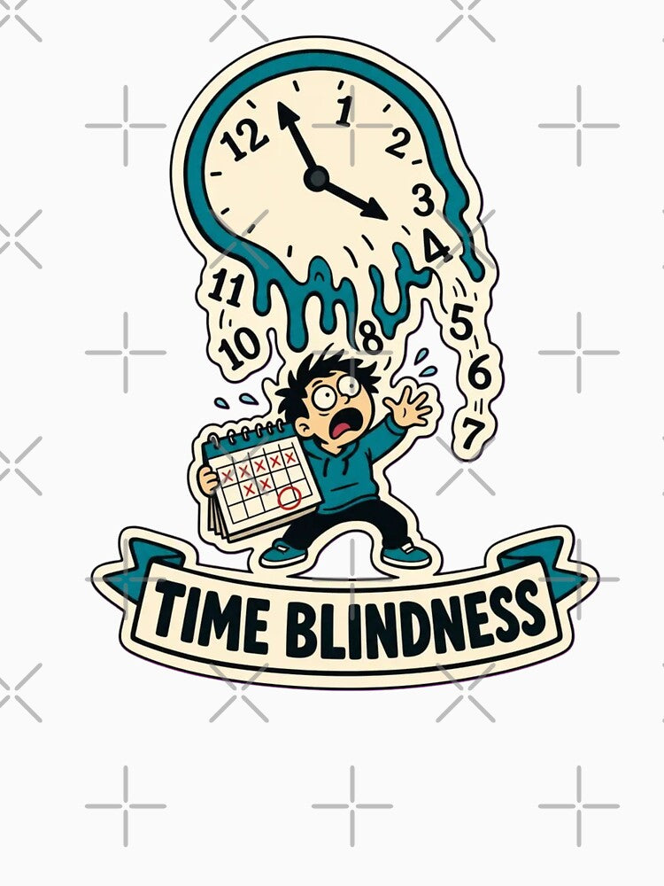 Time Blindness Clock | Funny ADHD Neurodivergent Humour Doodle by StickyGuys