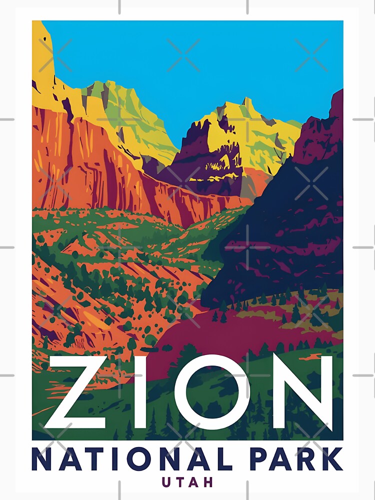 A Pop Art Travel Print of Zion National Park - Utah by StudioRedKoala