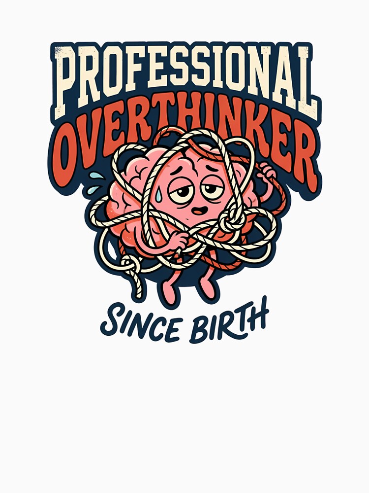 Professional Overthinker Vintage Cartoon Brain T-Shirt by BCW