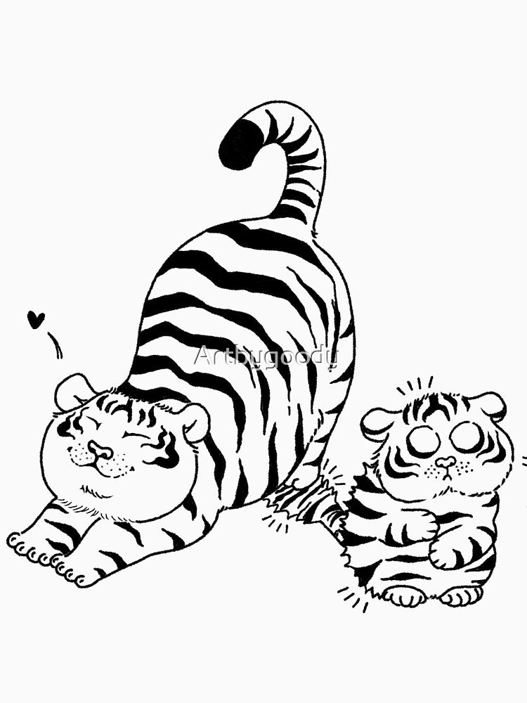 Cute tigers - get off my tail by Artbygoody