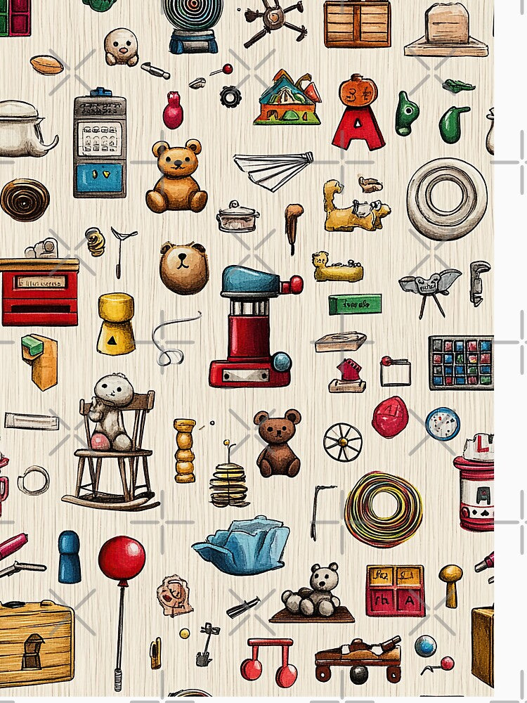 Watercolor Toys on Clean Wooden Floor Background by Piotrek0001