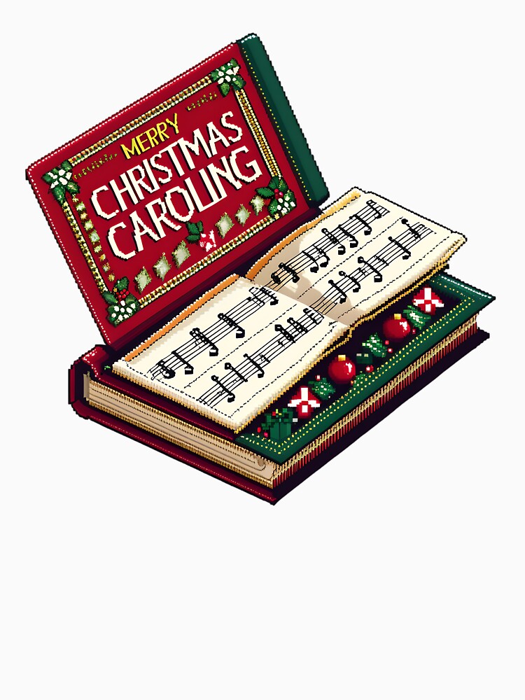 Cute Pixel Christmas Caroling Book with Music Notes by BankMano