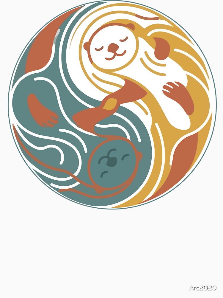 Boho Minimalist Sea Otters Yin Yang Water Flow by Arc2020