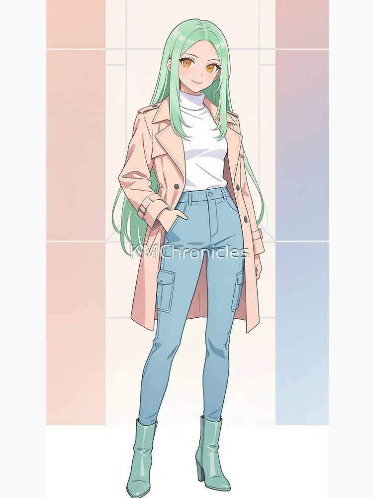 Confident Modern Pastel Anime - Fashionable Trench Coat Pose colour #2 by KMChronicles