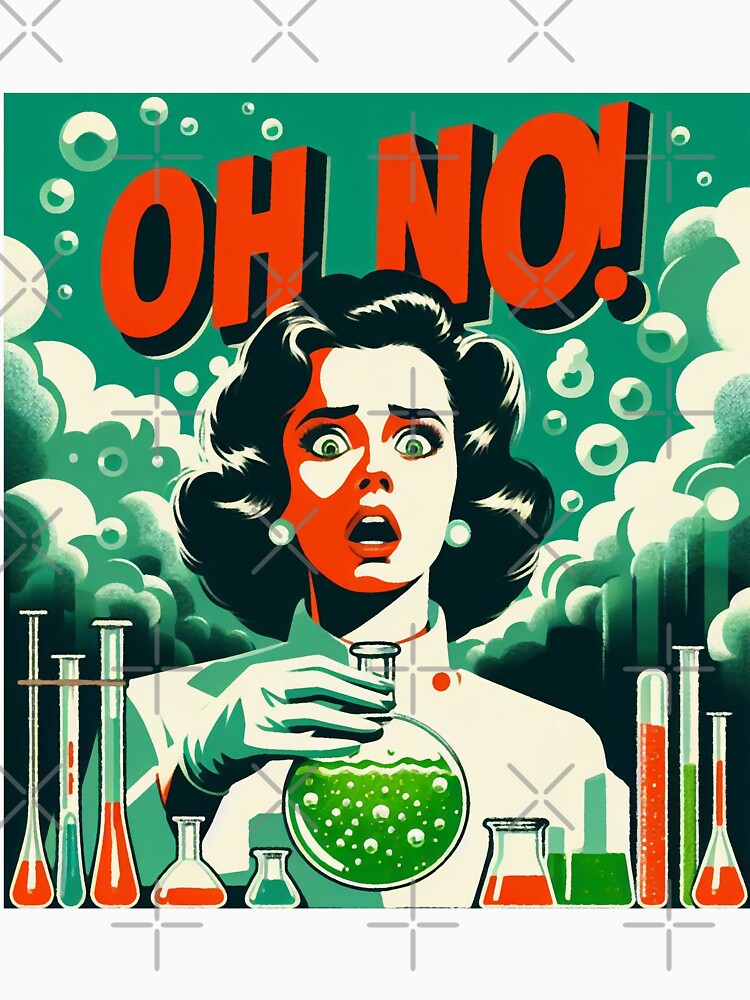 Retro science fiction Woman scientist "Oh no!" 1960s by RESToRAPTOR
