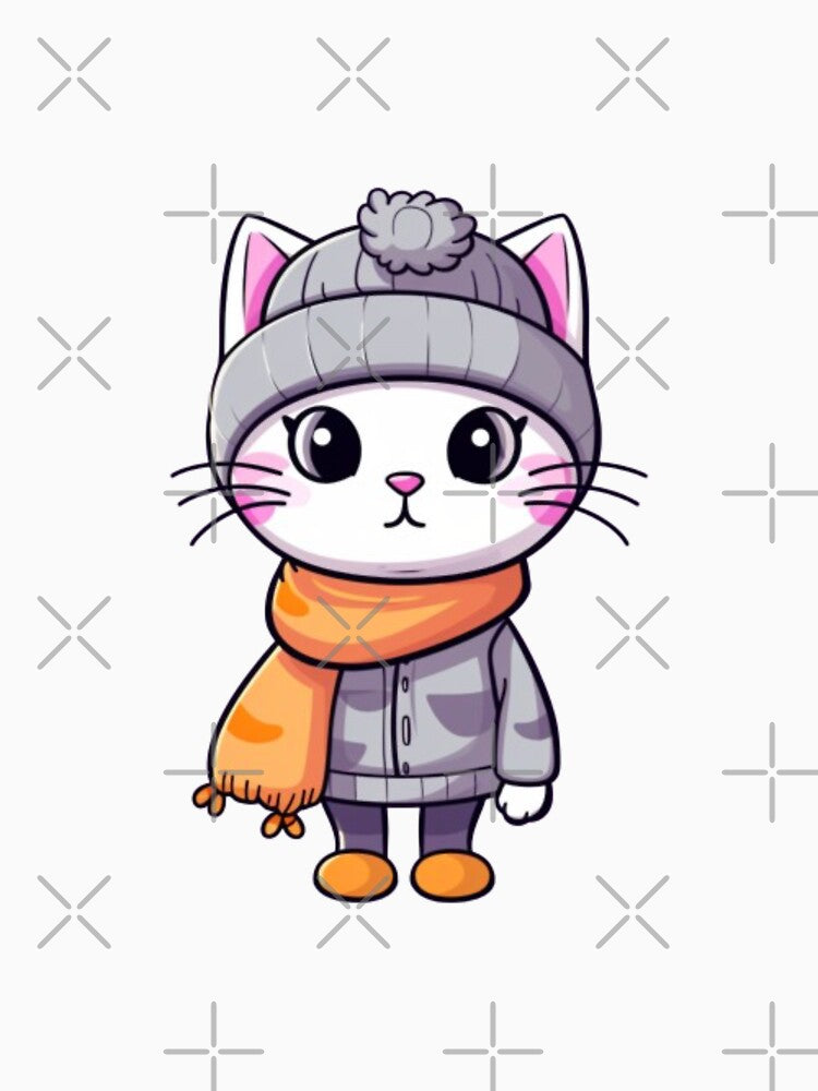 Cute Winter Kitten Digital Motif by zolarche