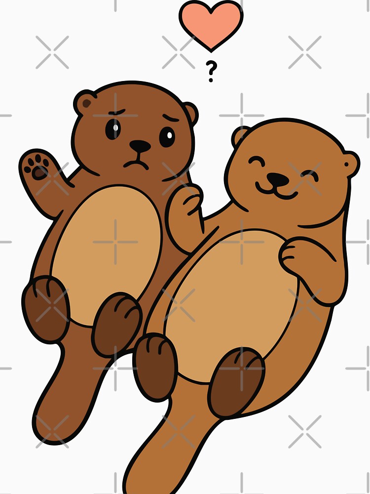 Cute Otter Couple in Love – Adorable Animal Illustration by graphicnew