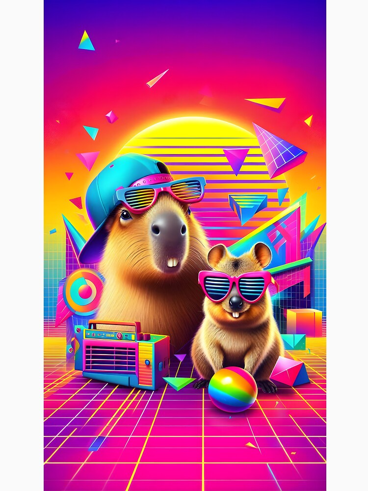 Retro Boombox Capybara and Quokka Duo by Sybille-Yates