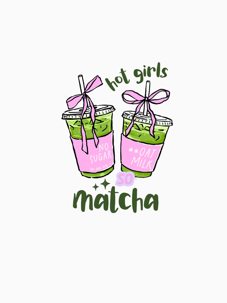 Hot Girls Sip Matcha Cute Illustration by Aram-store22
