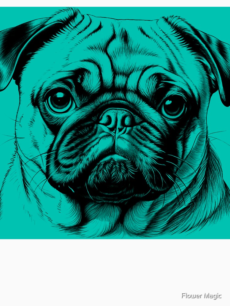 Portrait of a Pug by Flower Magic