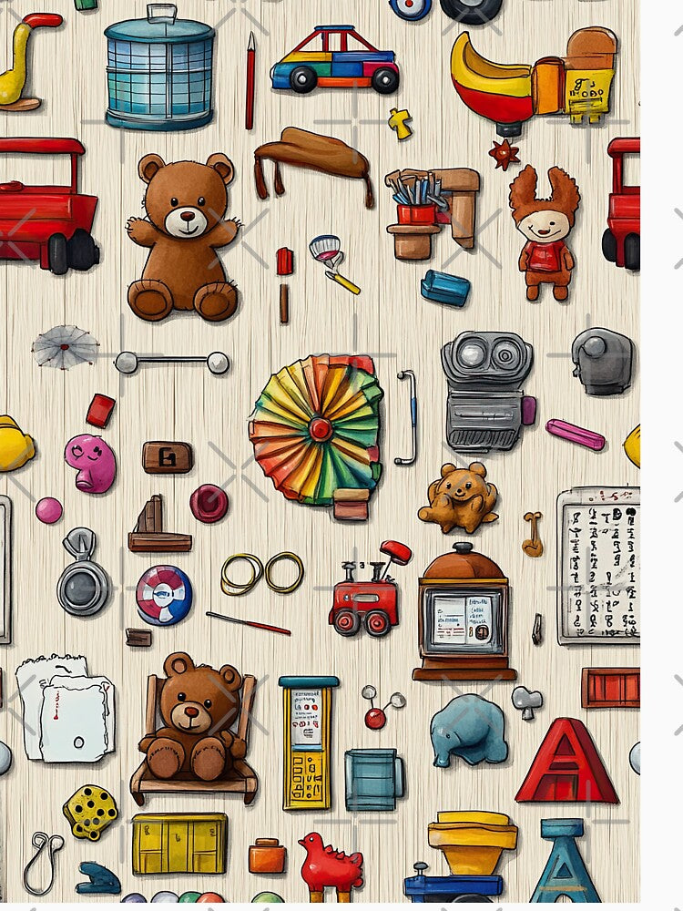 Old-Fashioned Toys Framed in Light Wood Setting by Piotrek0001