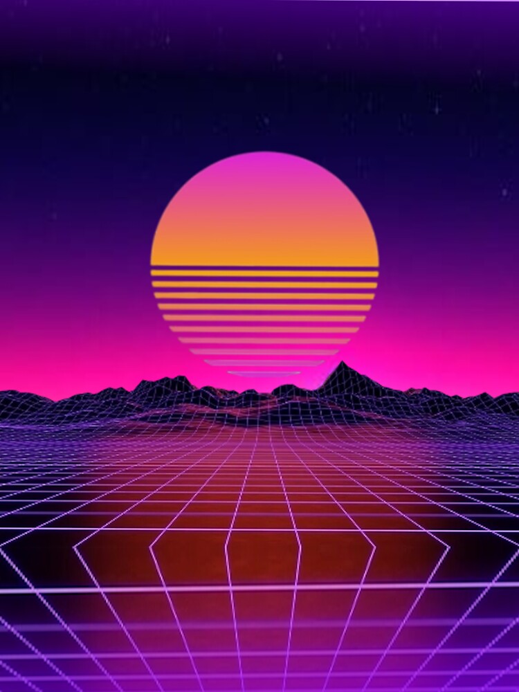 Retro Vaporwave Sunset – Synthwave Aesthetic Grid Art by EverbrightGoods