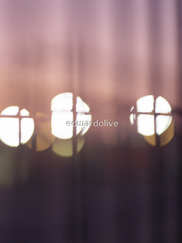 Bokeh lights through fence seen from train color analog medium format Mamiya 645 film photos by edwardolive