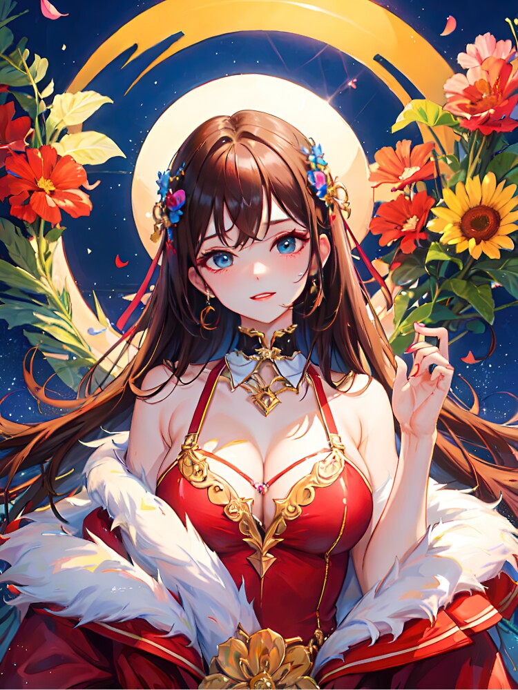 Anime flowers girl portrait art by TheArtistOf2022