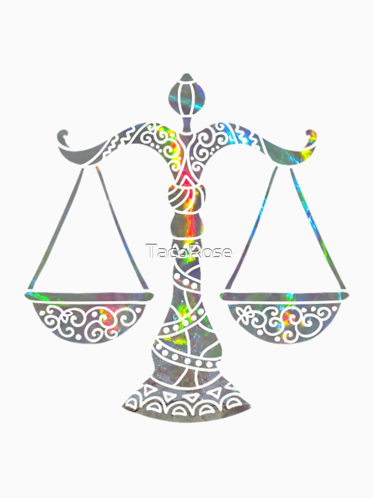 Libra Zodiac Symbol Silhouette Design With October Birthstone Opal Background by TacoRose