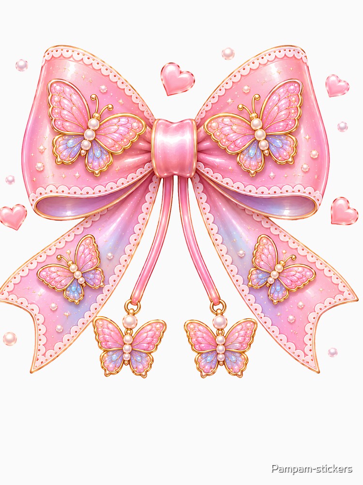 Kawaii Butterfly Bow Cute Coquette by Pampam-stickers