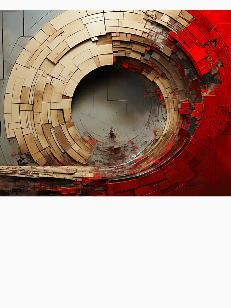 Geometric - Wall Circle Red and Beige by KootenayDesigns