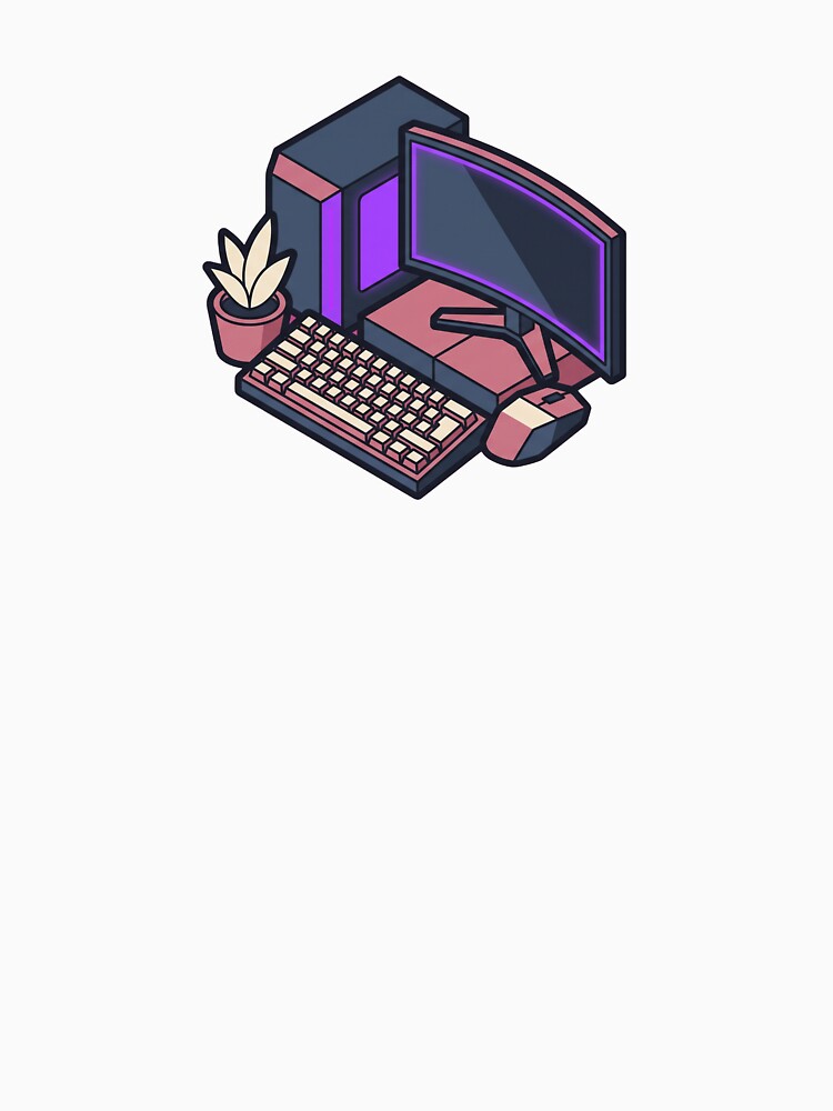 PC Battlestation Isometric Desk Setup Illustration by Ninjacatoff