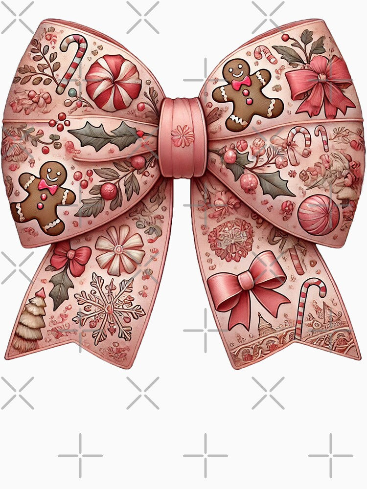 Christmas Coquette BOWS Clipart, Gingerbread Coquette Bow Png, Soft Girl Era Aesthetic Png, Girly Christmas Bow Png, Pink Santa Coquette Png by PixelBlooming