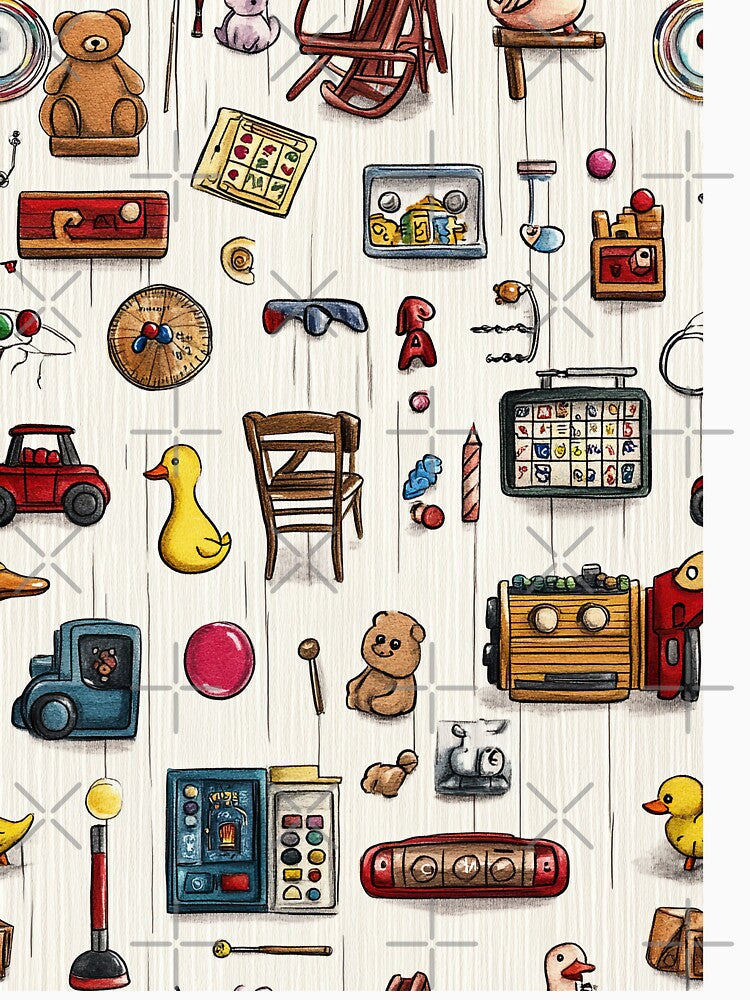 Joyful Childhood Objects on Pale Textured Background by Piotrek0001